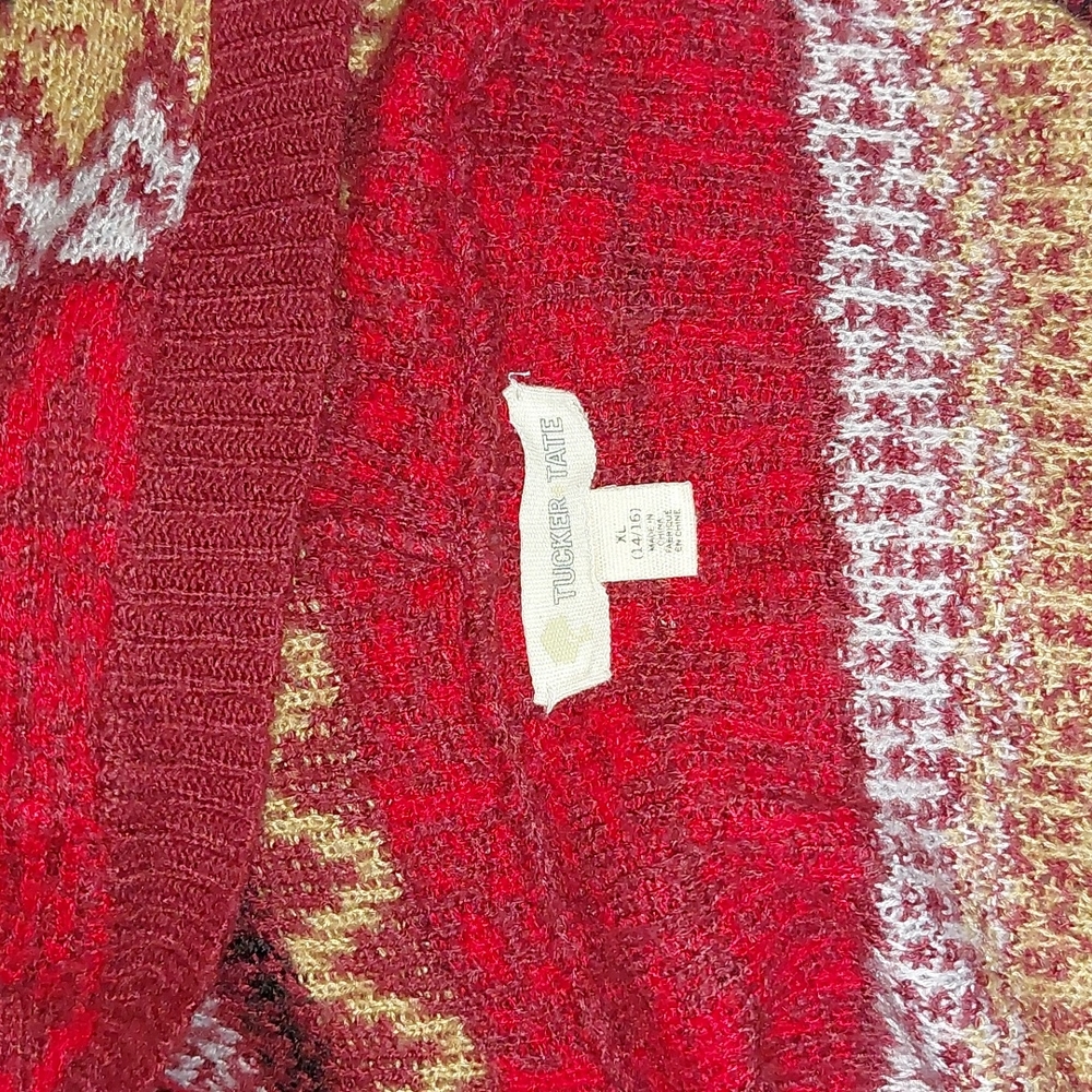 tucker + tate fair isle nordic print waterfall front cardigan 14/16 XL - Picture 5 of 7